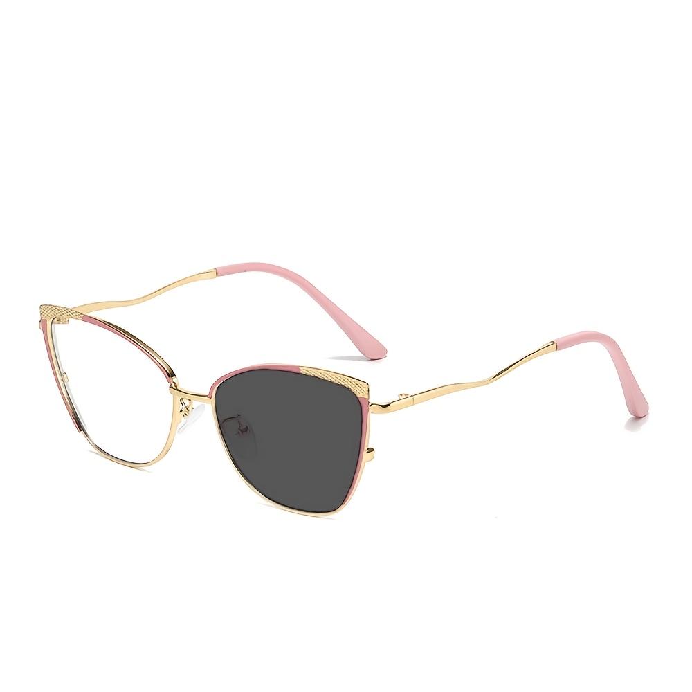 1pcs New personalized INS style high-end metal cat eye frames men and women fashion color-changing glasses