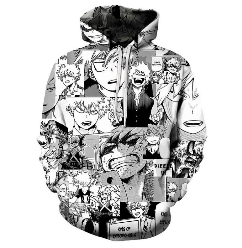 My Hero Academia 3D-Druck Unisex Kapuzenpullover Shirt Stilvoller Pullover für Männer und Frauen