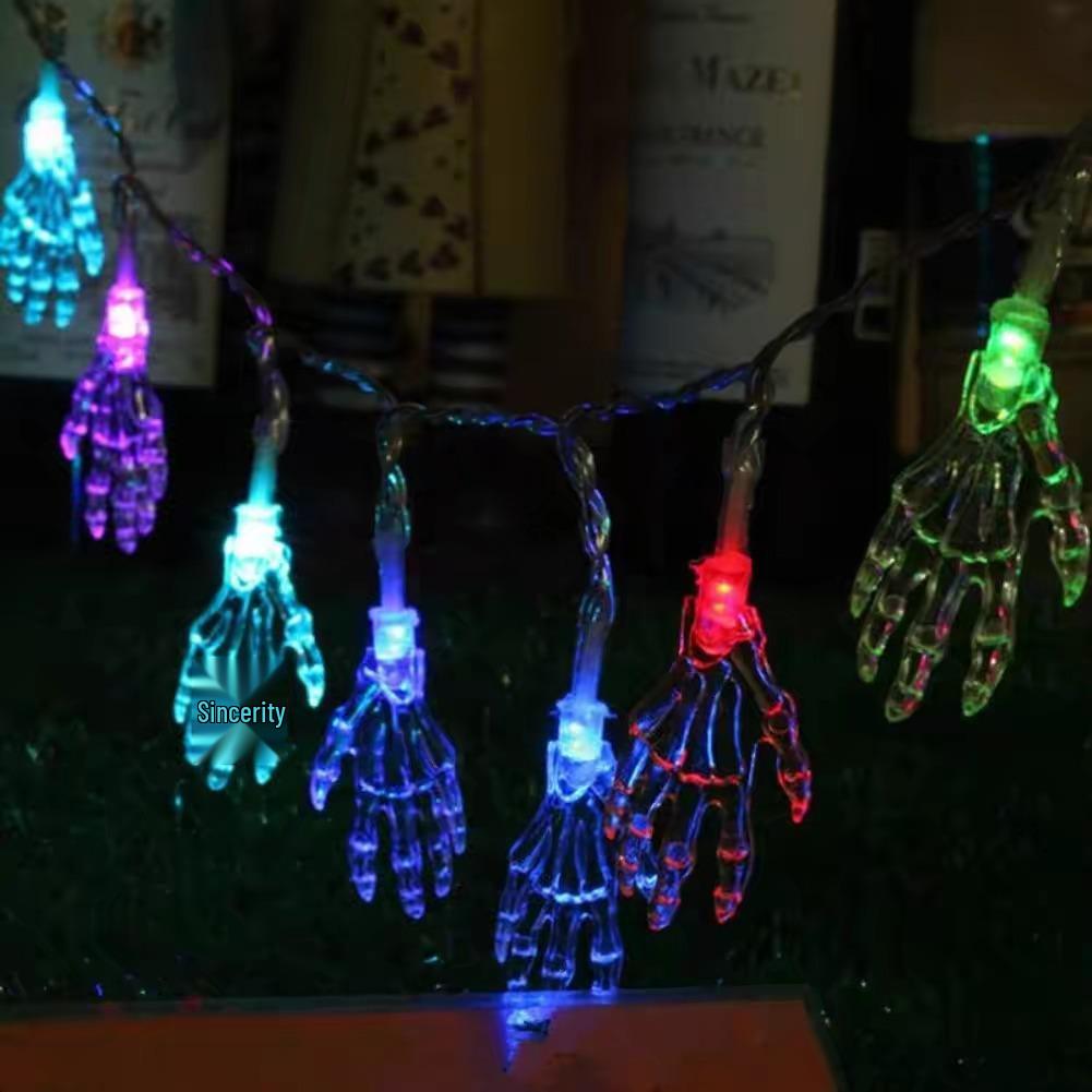 Halloween LED String Lights with Witch Hats, Ghosts, Bats, Spiders, Skulls, and Pumpkins. 1.5m 10 Lights, 2 AA Batteries
