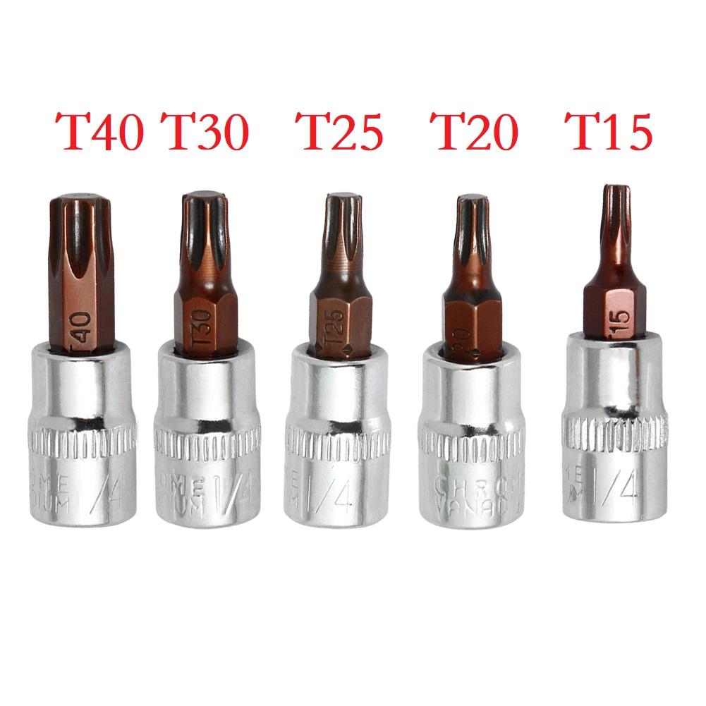 Hochleistungs-Torx-Schraubendreher-Bit-Set, 1/4 Zoll Antrieb, T15, T20, T25, T30, T40