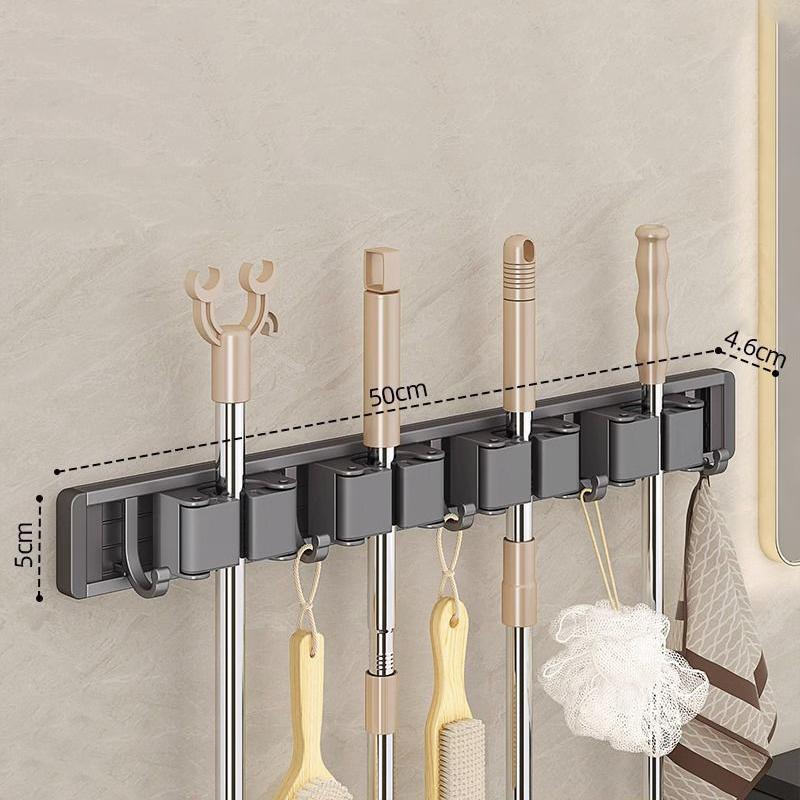 Mop And Broom Storage Rack Mop Rack Wall Mounted Strong Broom Mop Rack Comes With Hook Storage Rack To Hang Broom 4 серый 1190₽