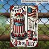 2D Flat 4th of July Aluminium Sign Vintage Independence Day Celebration Metal Sign Print Aesthetic Room Decoration for Home Bedroom Kitchen Bar