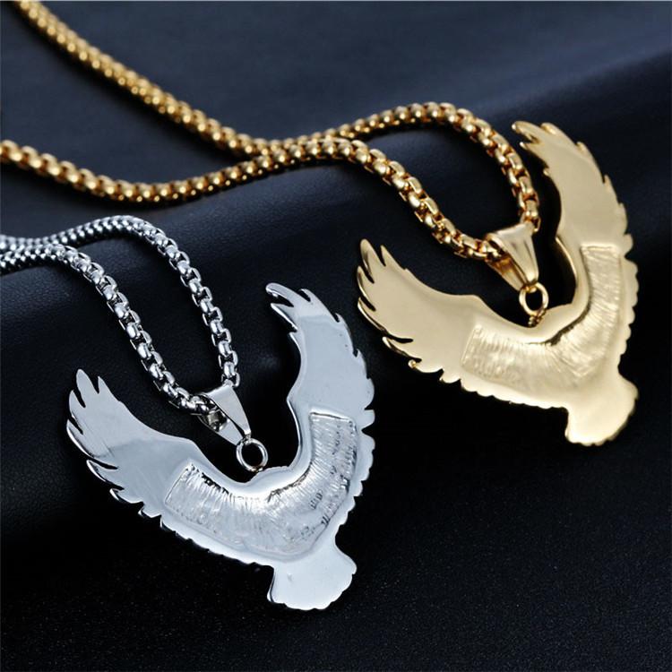 Direct Supply Titanium Steel Eagle Pendant Punk Necklace Retro Trendy Men Stainless Steel Casting Eagle Pendant Pendant
