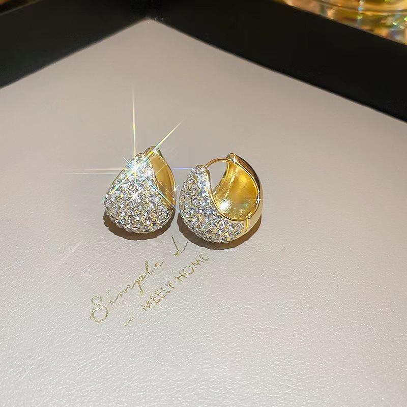 

Современные высококачественные серьги-капли с блестящими бриллиантами 2025 года для женщин — роскошный, универсальный модный аксессуар teardrop diamond золотой