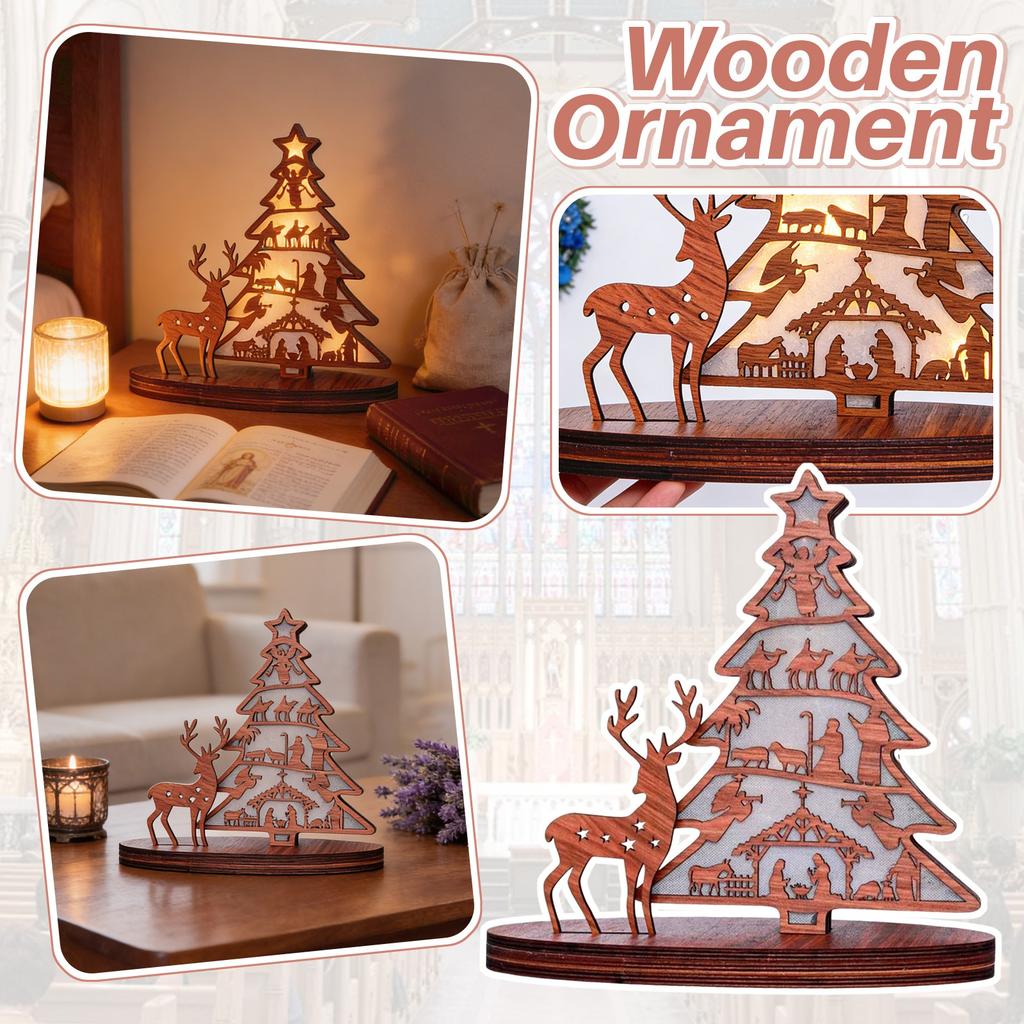 Wooden Cross-Carved Hollowed-Out Home Decoration, Holiday Ornament, Desktop Ornament