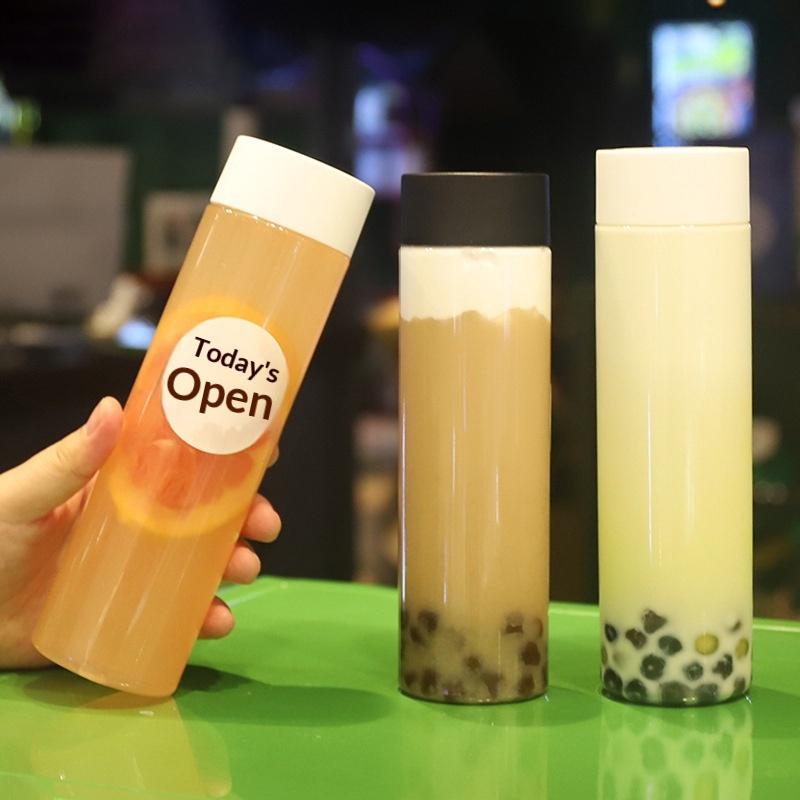400/500/600Ml Round Disposable Juice Beverage Bottle Milk Tea Yogurt Transparent Plastic Bottles