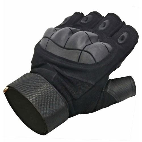 XRH Type Half-Finger Tactical Gloves, Fingerless Knuckle Guards, Army/Military, Combat/Airsoft, Bicycle/Motorcycle, Outdoor, Cosplay, Black, Half Fing