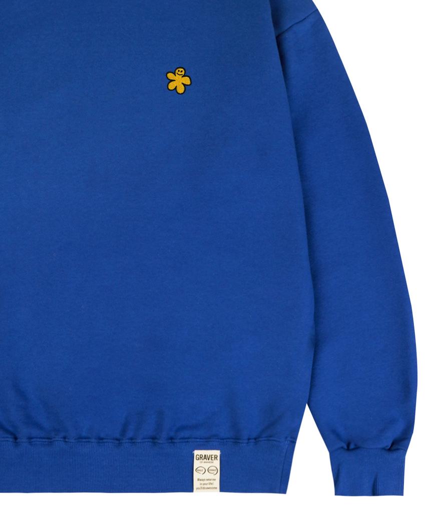 GRAVER [Unisex] Yellow Odd Flower Embroidered Sweatshirt_Cobalt Blue