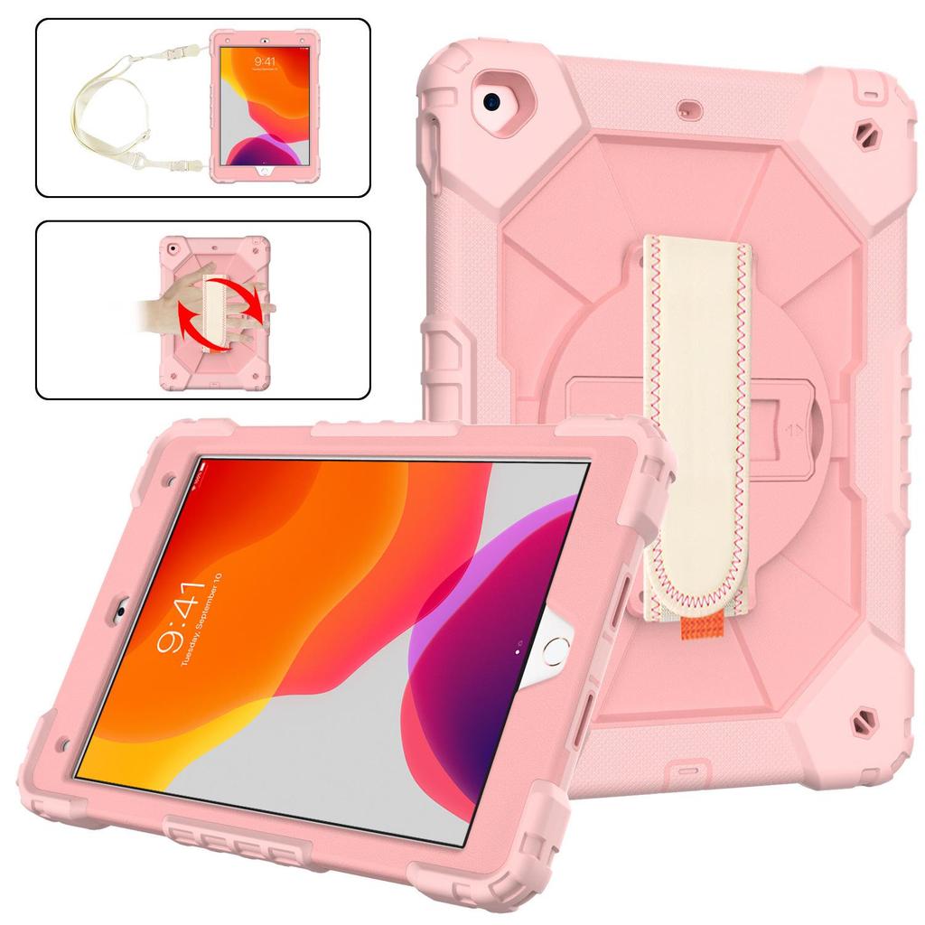 iPad 10.2 Contrast Shoulder Strap Case: 360° Rotating, Dual-Layer, Silicone Protective Cover for iPad 9/8/7