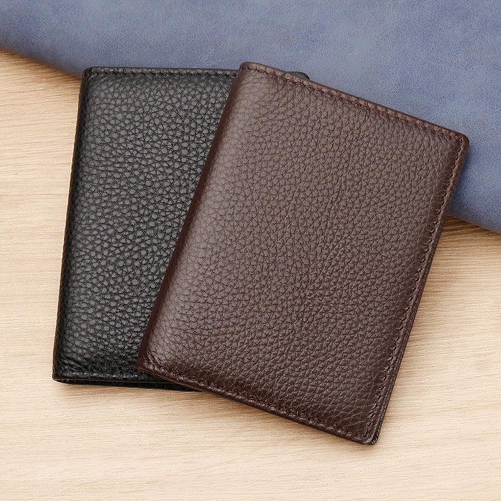 Lychee Genuine Leather Men's Card Holder Anti-magnetic RFID Credit Card Bag Ultra Thin Soft Business Card Holder for Men