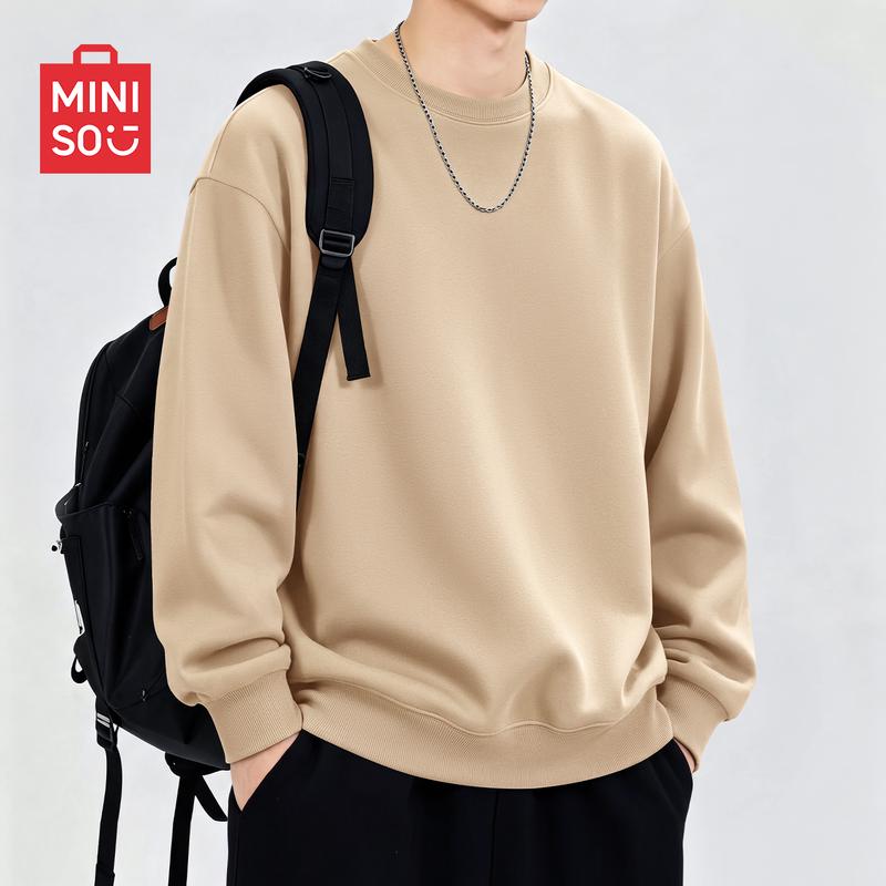 MINISO Men's Casual Crew Neck Pullover Sweatshirt