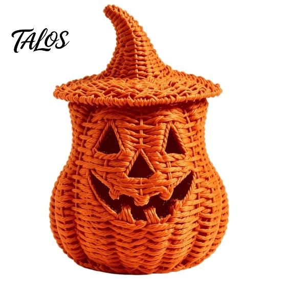 Herfsttafeldecoratie Halloween Pompoenlantaarn Tafelblad Decoratie, Geweven Heksenhoed Snoepschaal & LED Spookachtige Feestdecoraties Prop, Gotisch voor