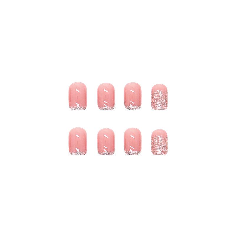 Pink Sparkling Transparent False Nail Stickers - Girly Nail Art with Whitening Effect