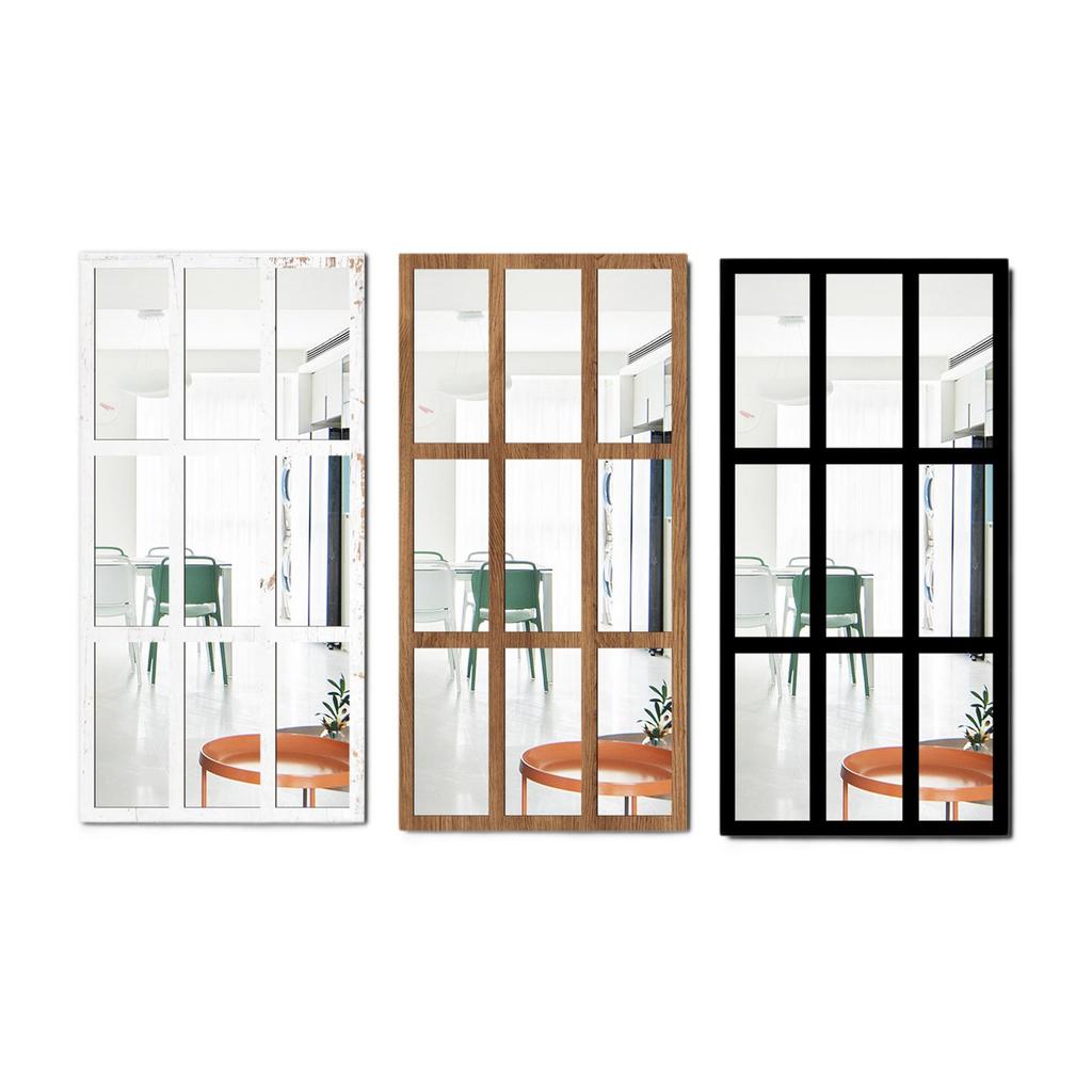 Miroir Mural Imitation Fenêtre Miroir en Bois Rustique Décoration de Maison pour Entrée Salle de Bain Salon