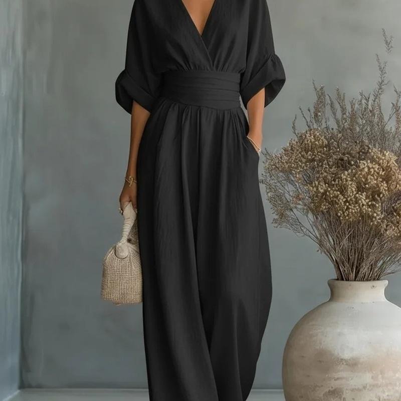 Elegant Waisted V-neck Women’s Jumpsuit