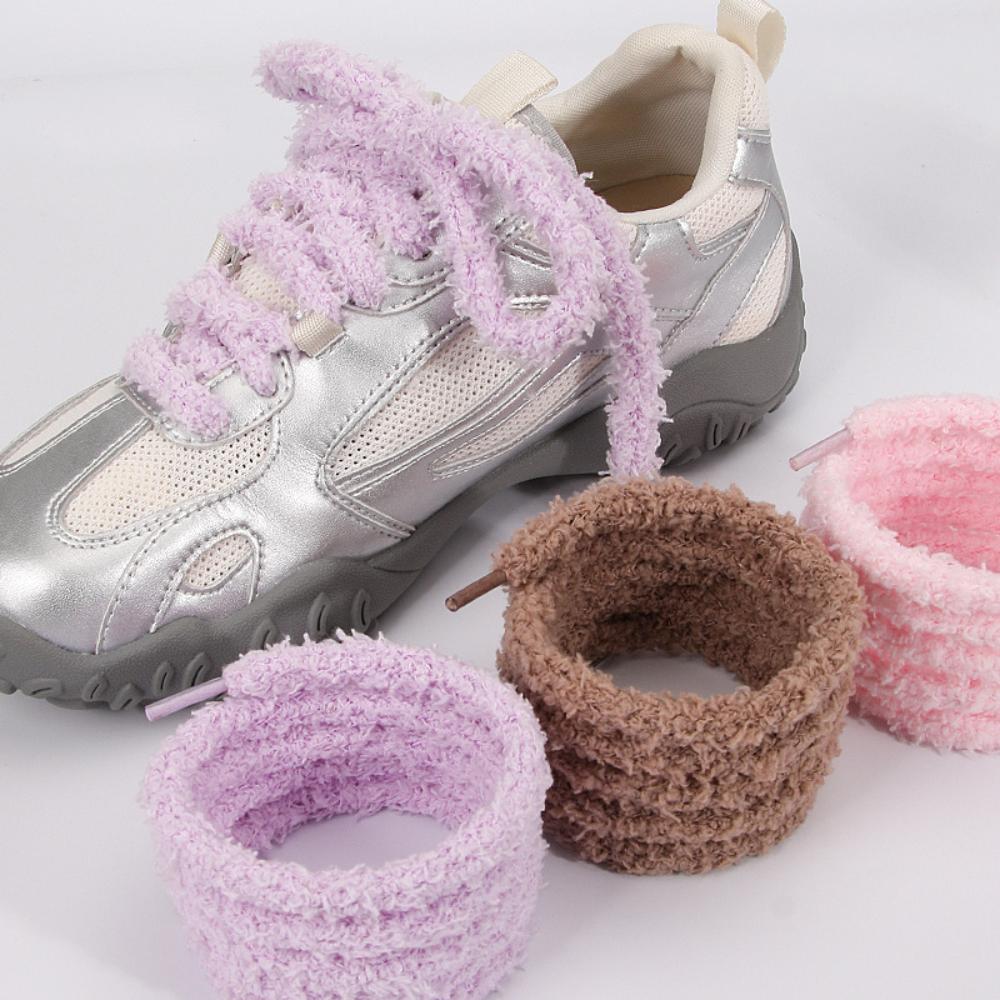 1 Paar Süße Plüsch Sneaker Schnürsenkel Herren Damen High-Top Freizeit Leinwand Weiße Flache Schuhe Schnürsenkel Schnüre Zubehör
