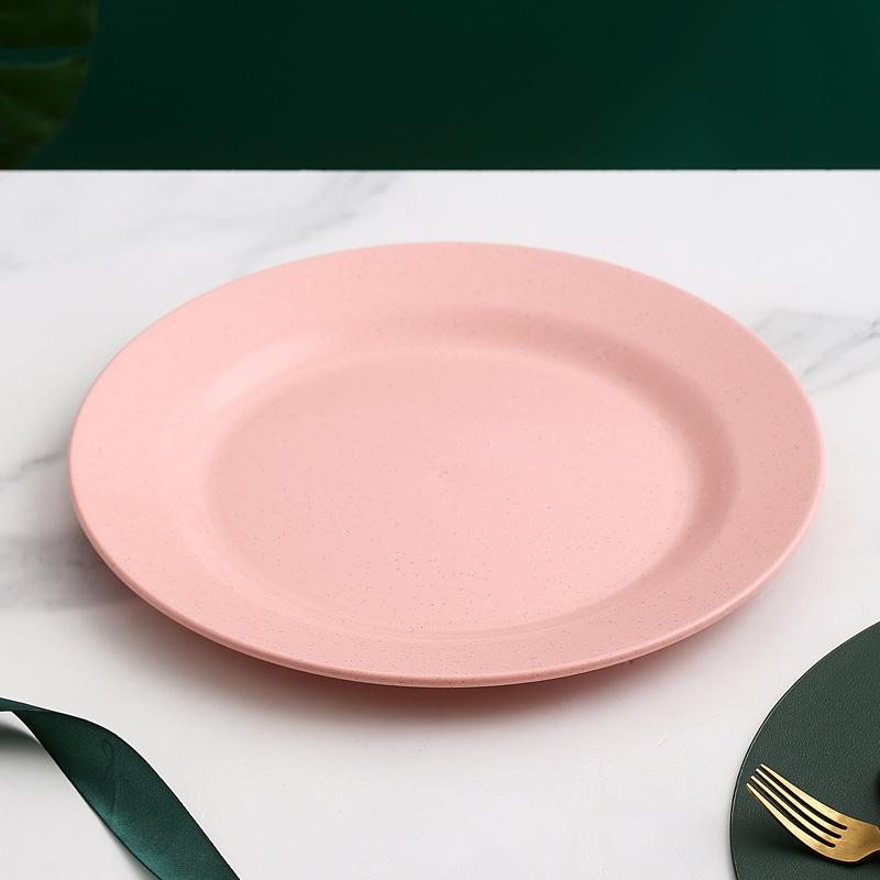 Inyahome Lightweight Wheat Straw Plates Degradable Unbreakable Dinner Dishwasher & Microwave Safe BPA Free Pates Food Trays