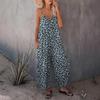 Women Summer Casual Sleeveless Leopard Print Loose Strap One Piece Long Jumpsuit