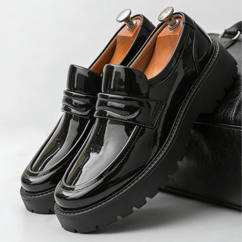 Fashion Classic Thick Sole Men's Penny Loafers Slip-On Business Dress Shoes For Gentleman White Formal Party Preppy White Shoes