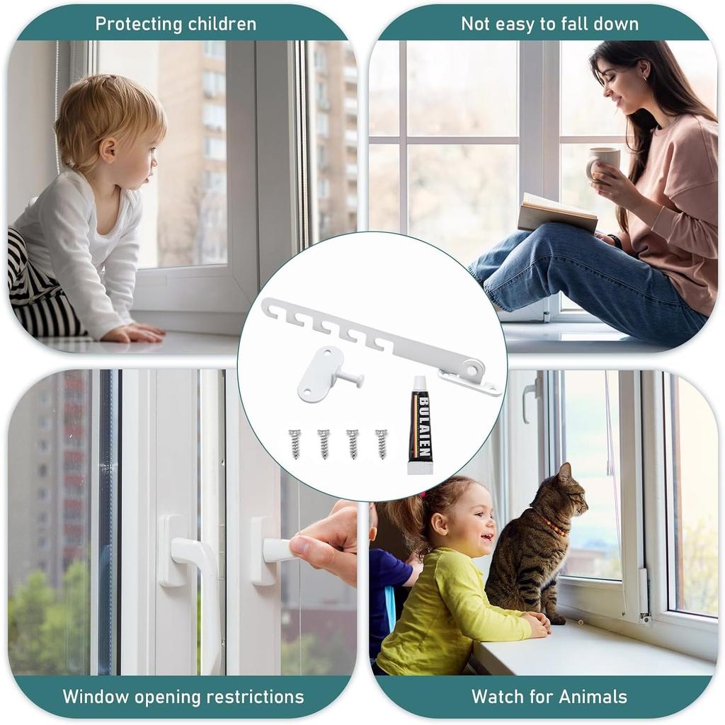 Fensterschlösser Kindersicherung Fensterbegrenzer für Upvc Katzenfenstergitter Aluminiumlegierung Fensterriegel Fensterhalter Offenhalten Fensteröffnung Begrenzer