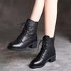 2024 Luxury  Boots Women Leather Ladies Boots Chunky Winter Shoes Platform Ankle Boots Slip On Thick Heel