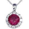 [Your and My Jewelry Box] Ruby Necklace Pendant, Synthetic Ruby 2.0 Carat, Luxurious CZ Surround [July Birthstone] 14206 [Jewelry] [Gift Wrapped]