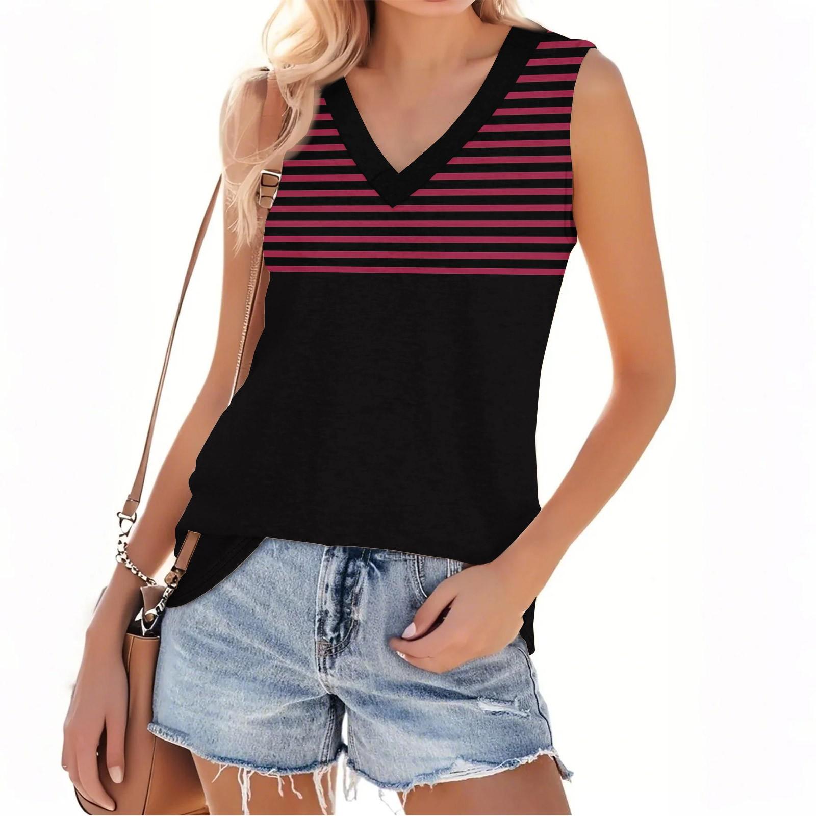 

Женская мода повседневный повседневный универсальный полосатый фактурный облегающий летний жилет-топ XL винный