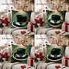 Charming Hat & Heart Pattern Decorative Pillow Cover Pattern Cushion Cover Suitable for Sofa Bedroom Car Pillow Cover