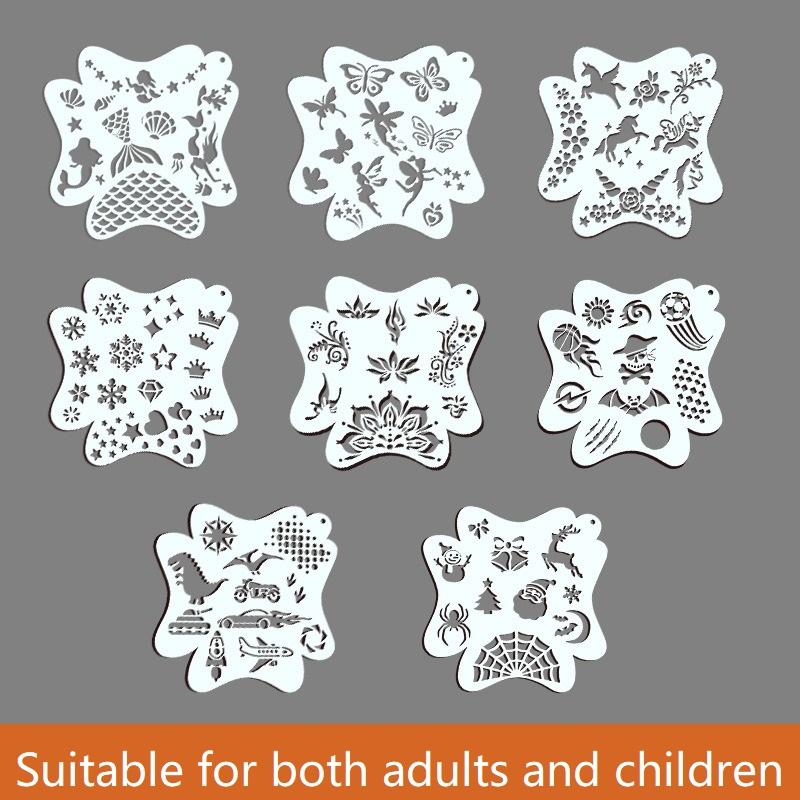 8PCS Face Painting Stencil Templates To Draw Children Stencils for Drawing Template Make-up Stencils for Facial Makeup WSMB01