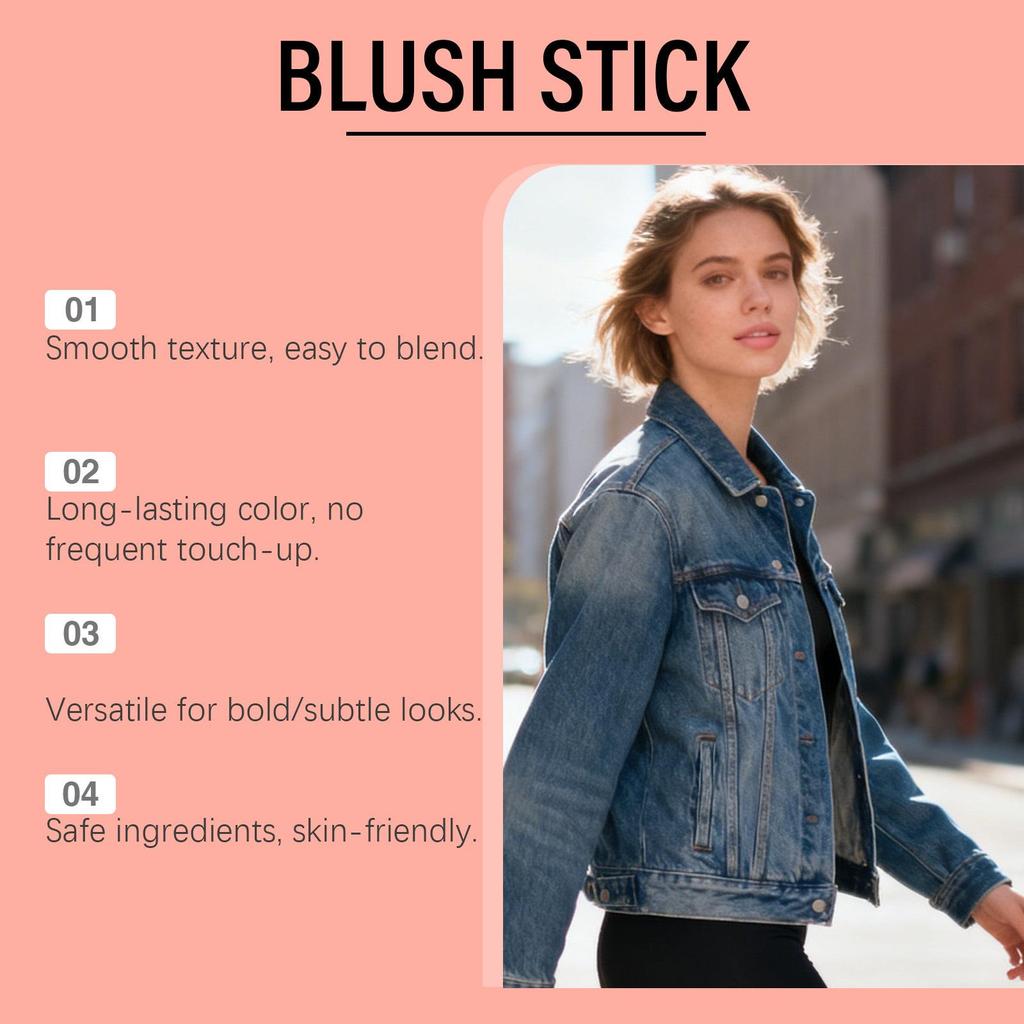 Zephoco High-Pigment Moisturizing Blush Stick - Multi-color for Daily Autumn/Winter Makeup