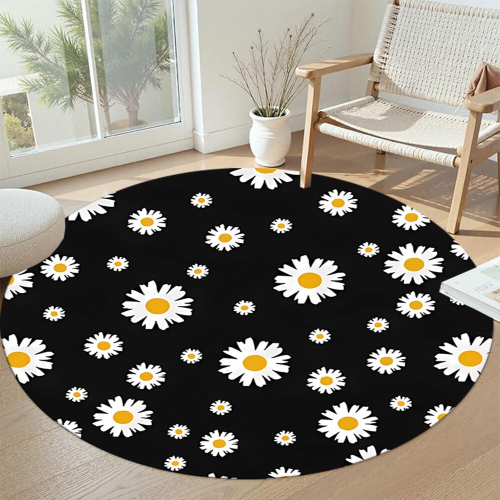 Flower Round Carpet Suitable for Living Rooms Balcony Dormitory Study room Antislip Round Carpet Decorate Offices Perfect Gift for Friends Family