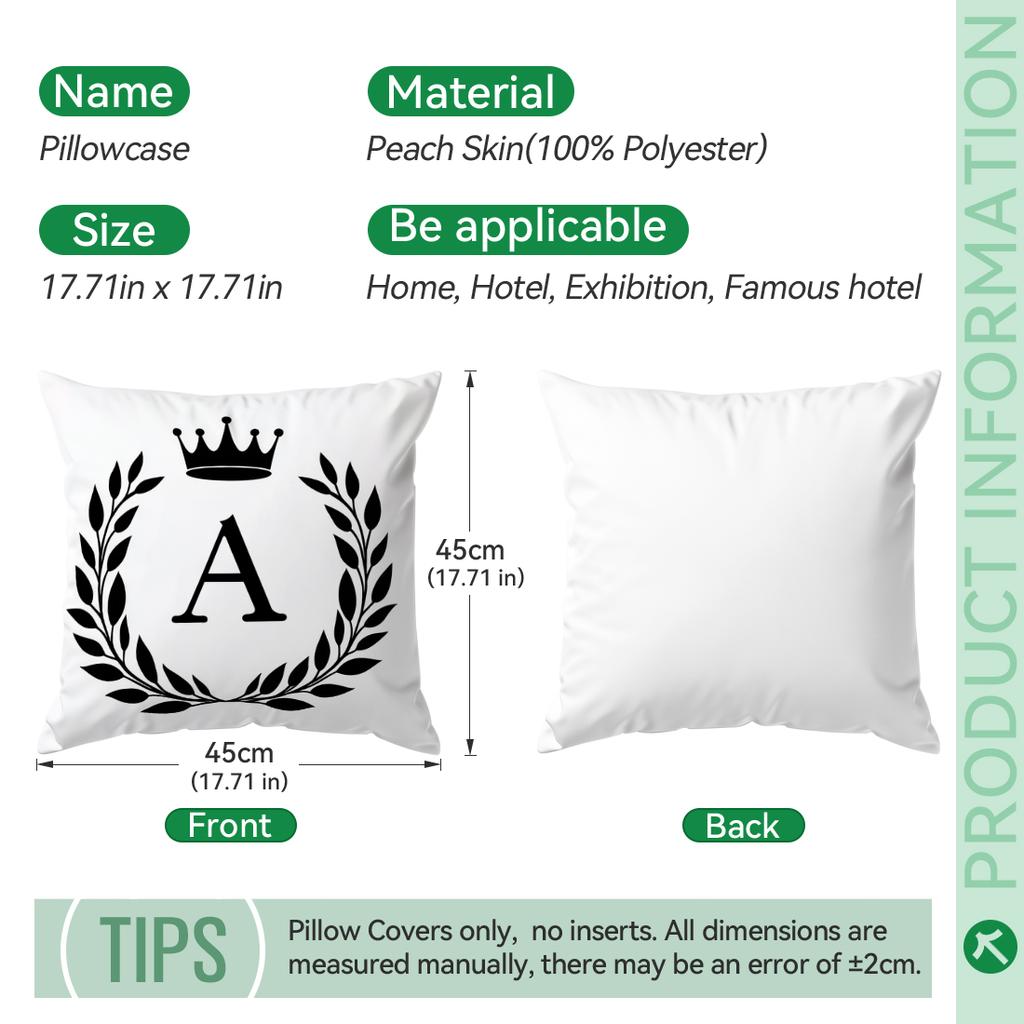 A-Z Crown Letters Decorative Cushions Pillowcase Polyester Cushion Cover Throw Pillow Sofa Decoration Pillowcover Home Decor