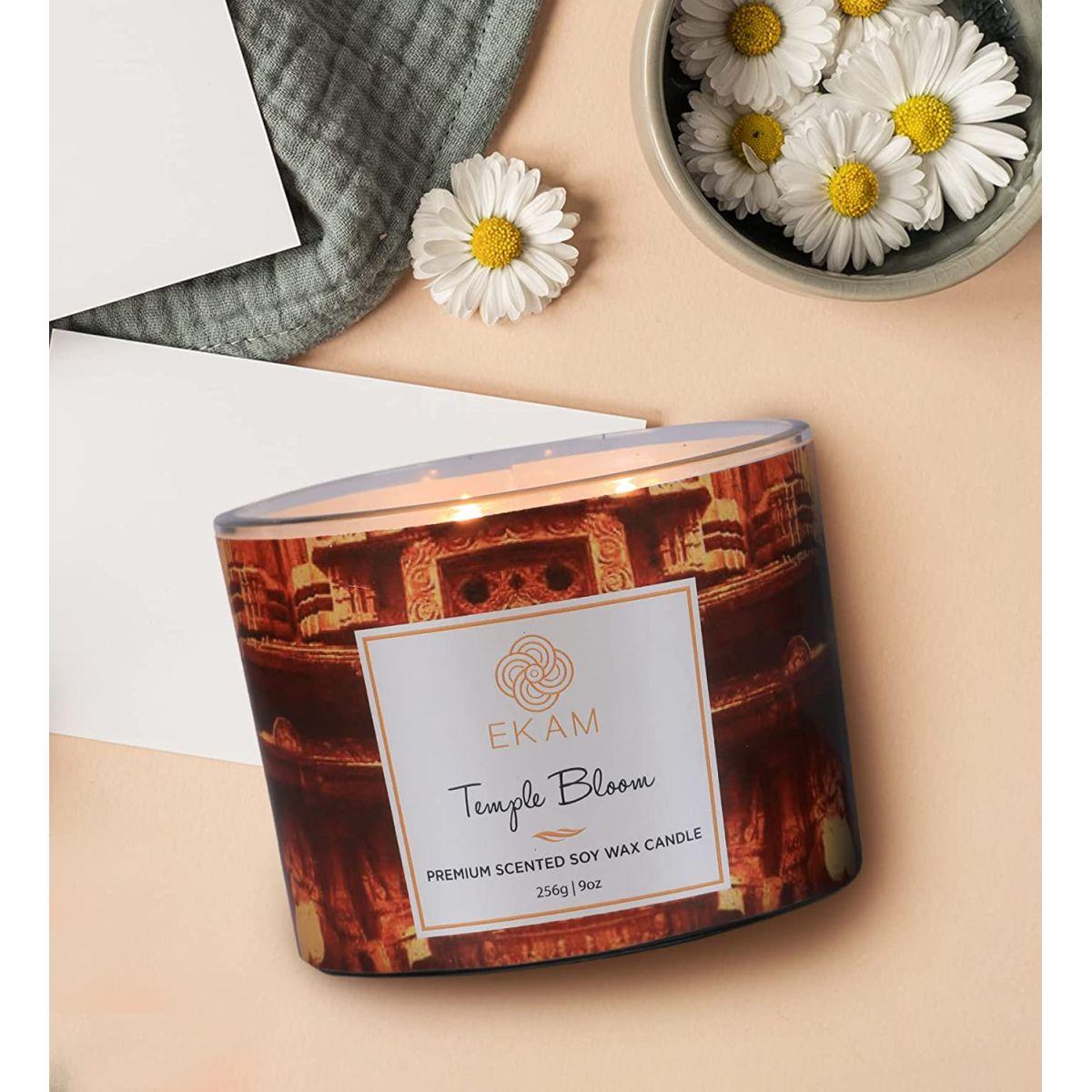 

EKAM Island Driftwood 3 Wick Ароматическая свеча с соевым воском - 256 грамм - время горения 30 часов - идеально подходит для домашнего декора, подарков и ароматерапии Temple Bloom