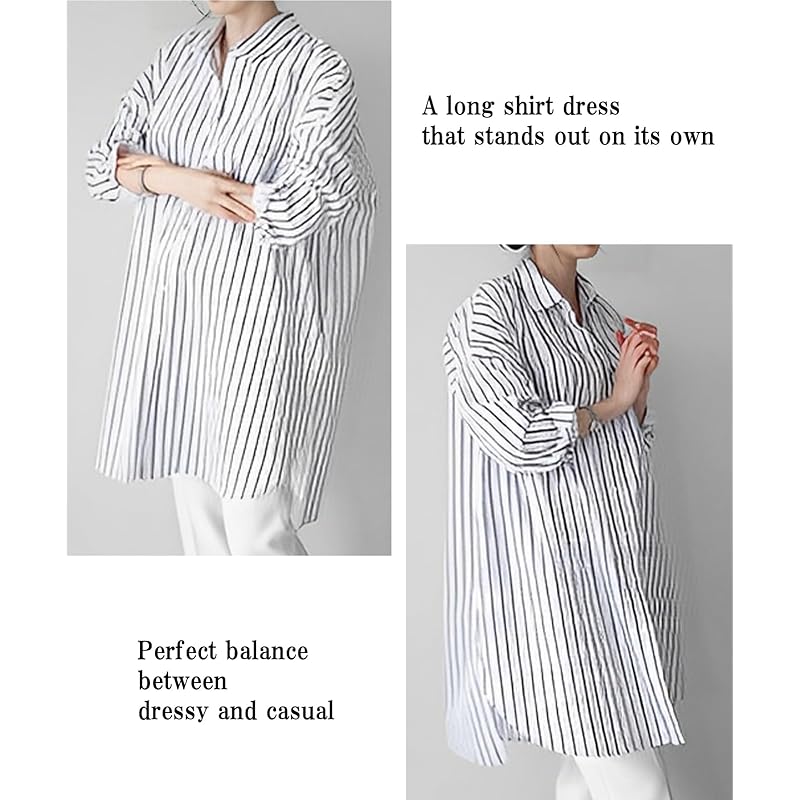 [Doors] ladies long sleeve long dress long shirt Longish blouse Relaxing office casual shirt dress khaki 5S-D05-KHM