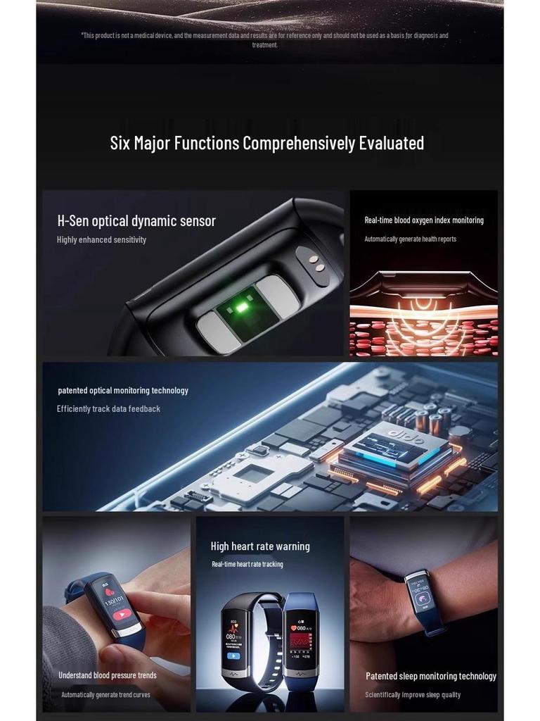 Dido F50S Smart Health Bracelet: Blood Glucose, Blood Pressure, ECG, Heart Rate, Blood Oxygen, Sleep Tracking, Fitness & Running Monitor.