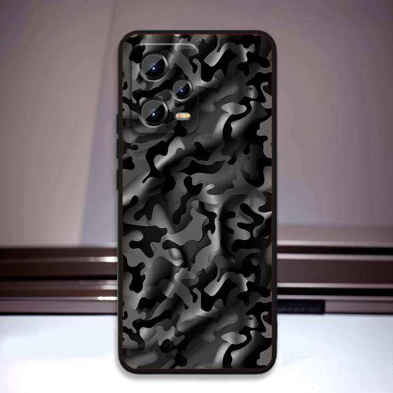 

Creative camouflage pattern Phone Case For Xiaomi Redmi Note 15 14 13 12 12S 11E 11 11S Pro Plus 4G 5G Black Soft TPU Redmi Note 12 4G