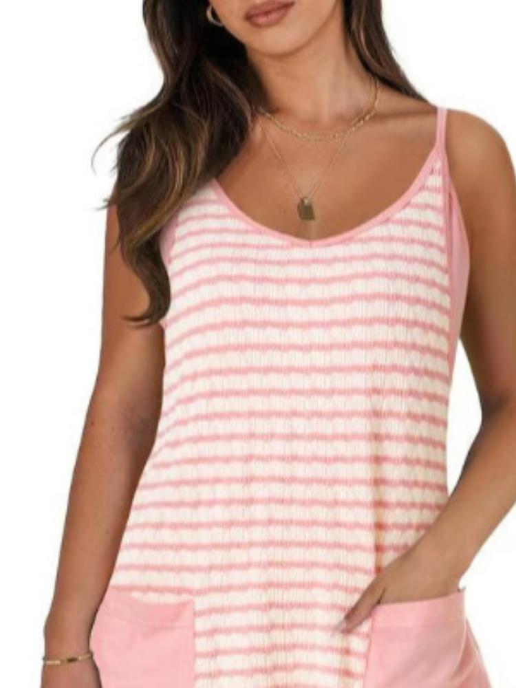 Summer women's printed camisole top jumpsuit shorts jumpsuit casual set