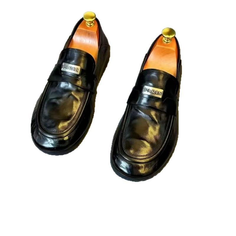 Guangzhou spring new men's shoes business casual soft sole mango hand grab cowhide glue-free Doudou shoes leather shoes high-end men