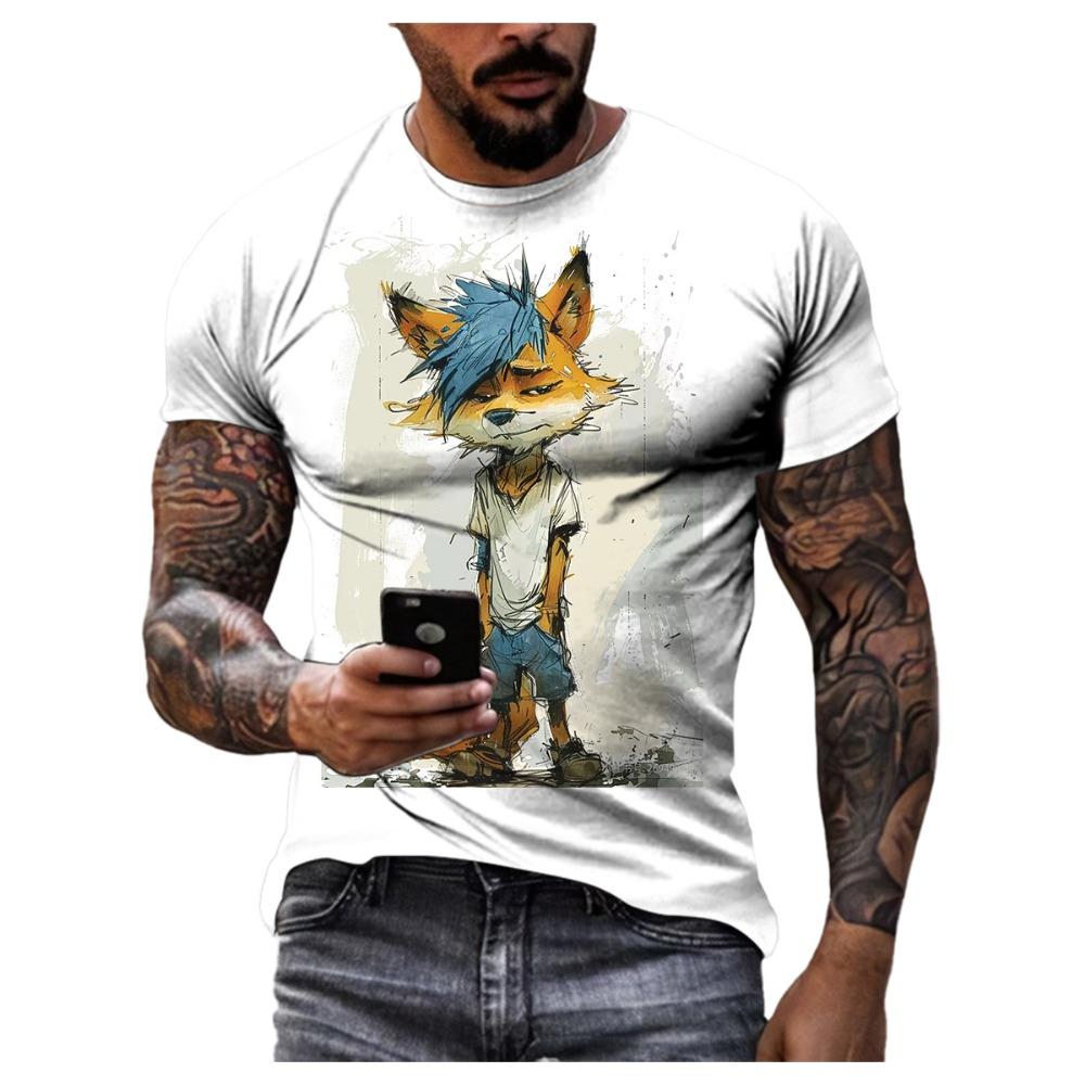 Summer Trend Personality Men Cartoon Casual Fun Graphic T-shirt New Fashion 3D Printed Kawaii Round Neck Short Sleeve Tees Tops