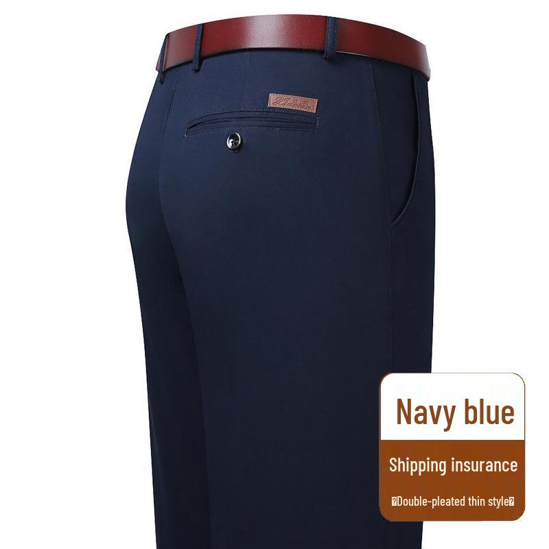 

Men s High Waist Non-Iron Cotton Pants: Loose, Double Pleat, Straight Fit for Spring/Summer - Perfect for Middle-Aged and Elderly 36 (29 inches)
