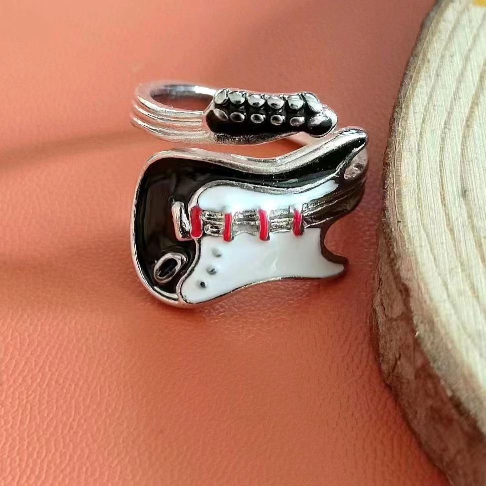 Artistic Adjustable Drip Oil Guitar Ring for Men & Women