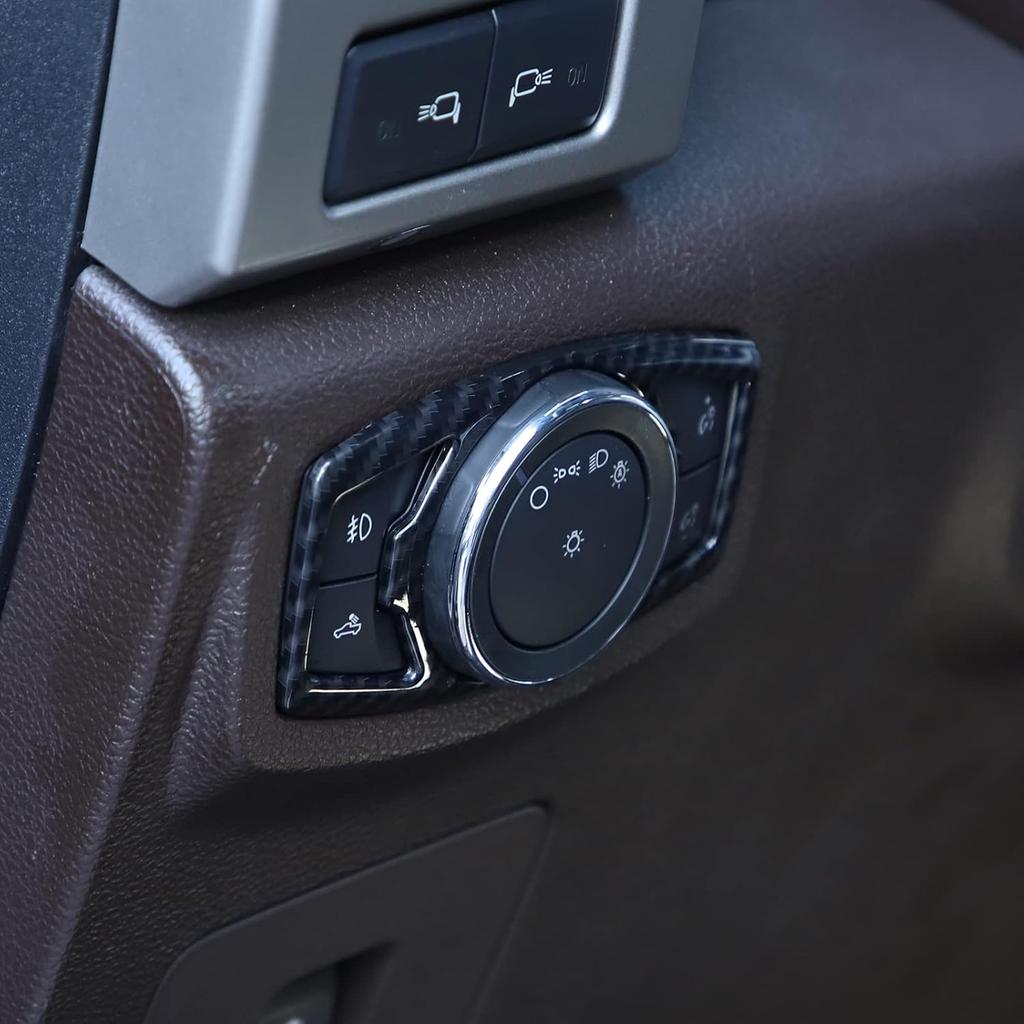 RT-TCZ Headlight Switch Button Cover Trim for Ford F150 & Mustang 2015-2022(Carbon Fiber Grain)