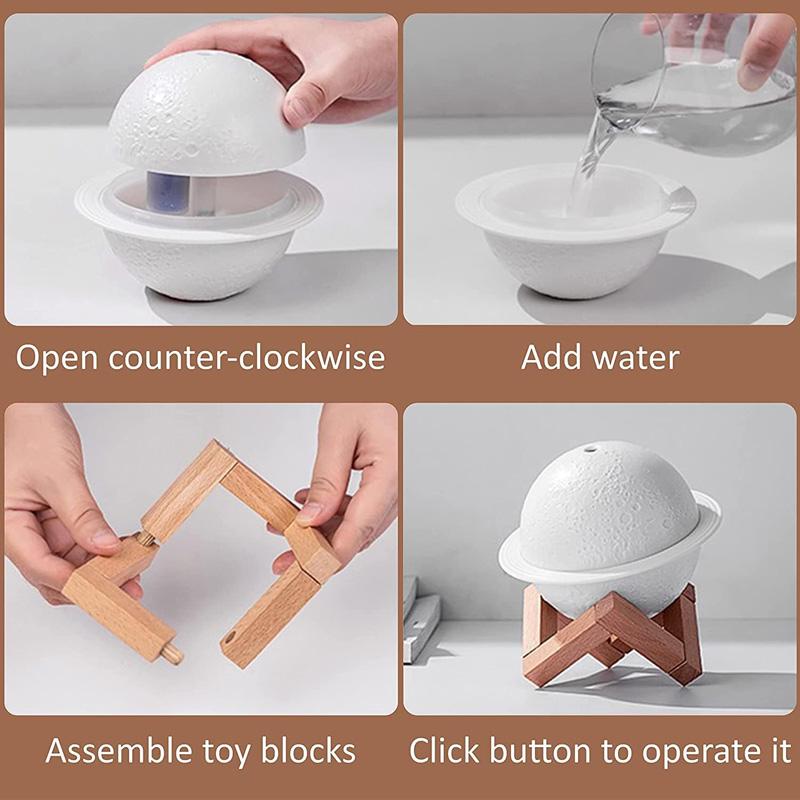 Lunar 200Ml Cool Mist Humidifiers Aroma Oil Diffuser Mini 3D Moon Lamp Ultrasonic Home Room Air Humidifier Moon Humidifier