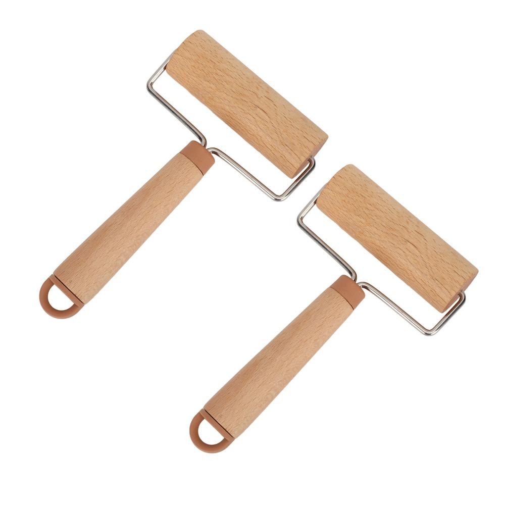 2pcs Easy To Clean Wood Dough Roller Ergonomic Handle Mini Pastry Roller  For Pizza Cake Bread