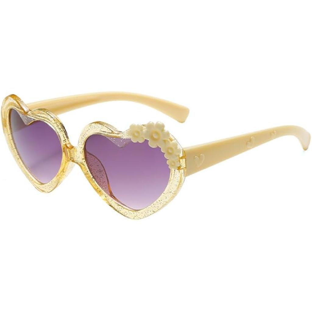 OZPYKAE Girl Heart Flower Sunglasses,Heart Shaped Cute Glasses UV 400 Protection Outdoor Girl Boy Gifts Eyewear Sunglasses