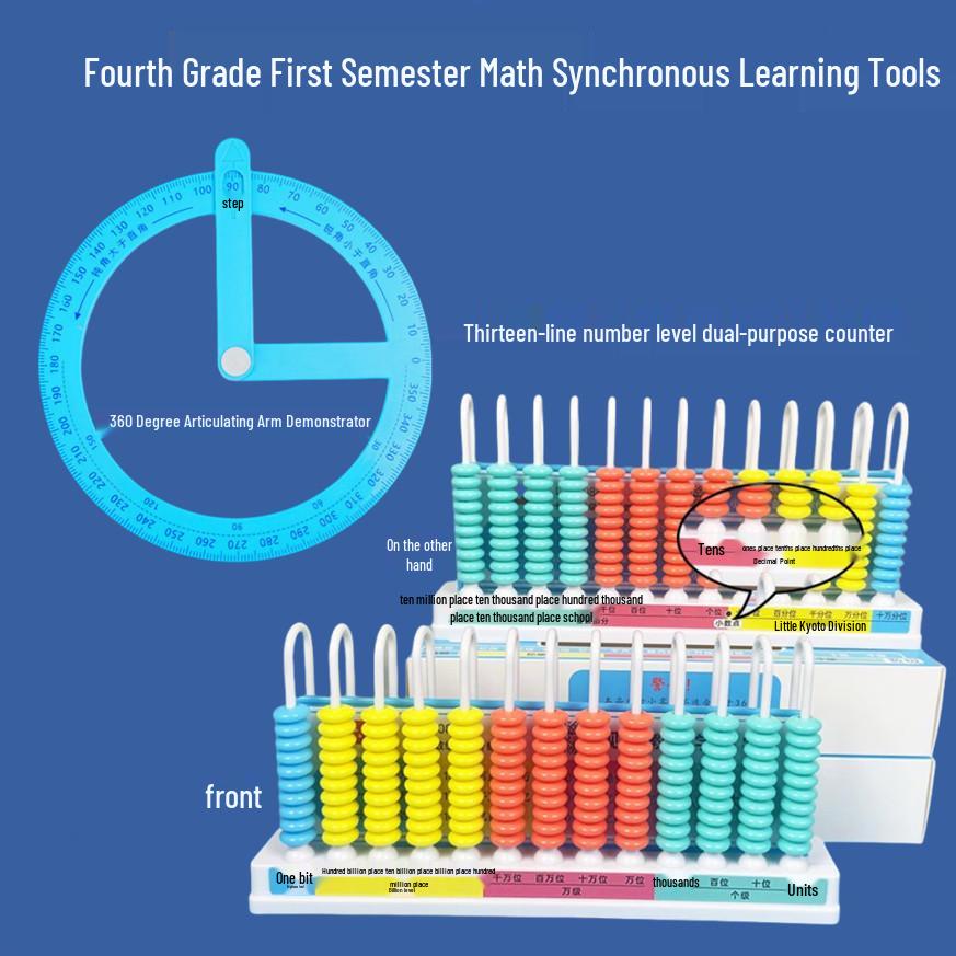 Fourth Grade Math Teaching Aid Set: Decimal Counter, Calculator, Activity Corner, and Puzzle Strips