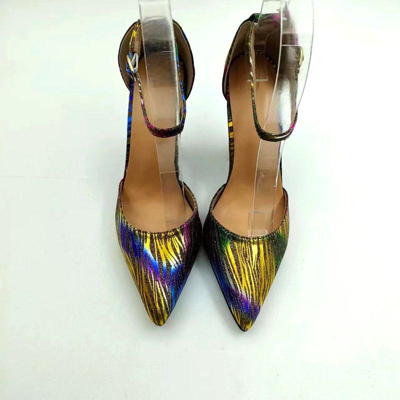 Fashion FHC 2025 New High Heels,Women Pumps,Night Club Lady Shoes,Side Shallow Out,Ankle Buckle Strap,Pointed Toe,Colorful,Dropship