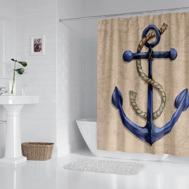 House Hold Waterproof Fabric Household Shower Curtain Accessories Shower Curtain 240 * 200 Home Marine Style Shower Curtain