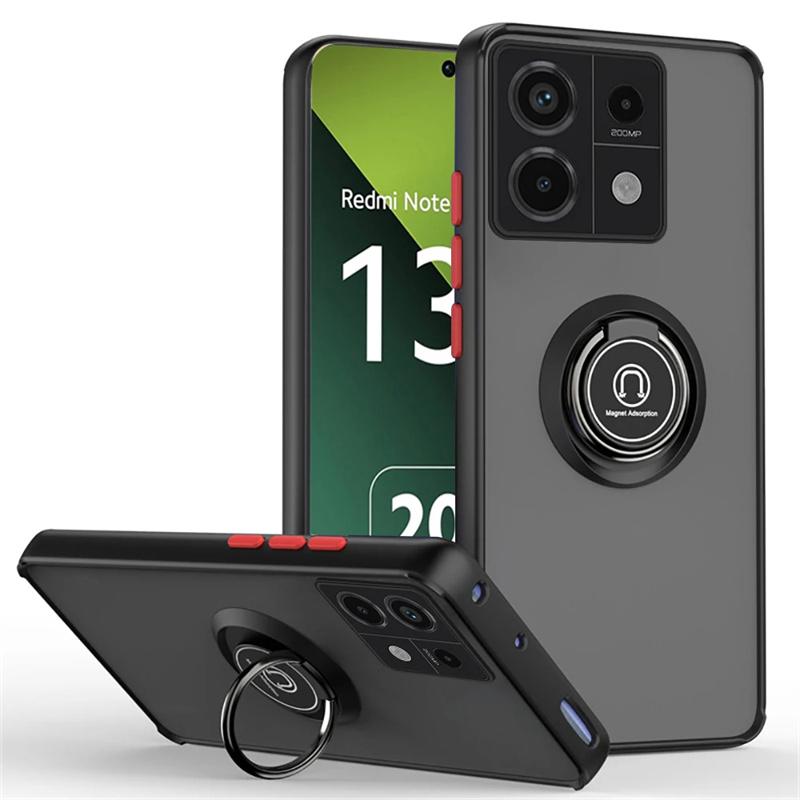 For Xiaomi Redmi Note 13 Pro Plus 5G 4G Magnetic Ring Phone Stand Case Redmi 14C 13C 9A Matte Back Cover Redmi Note 14 Pro Plus