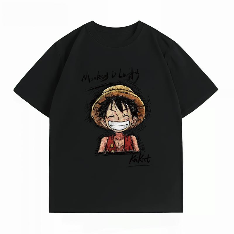 Unisexs Clothing New 100 Cotton Breathable Summer TShirt One Piece Luffy Print Casual Streetwear Unisexs TShirt